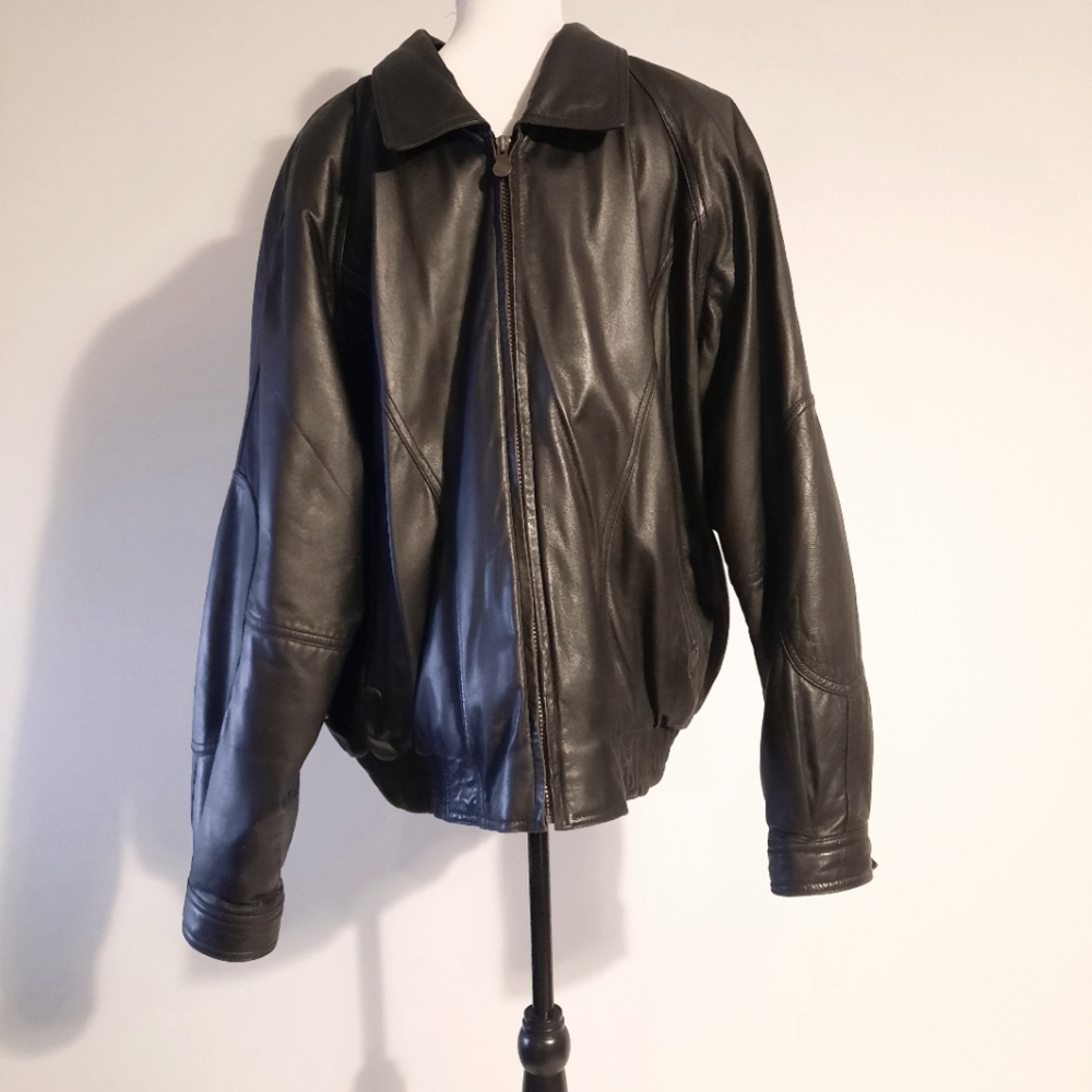 Members Only Mens Vintage Leather Bomber Coat Size XL